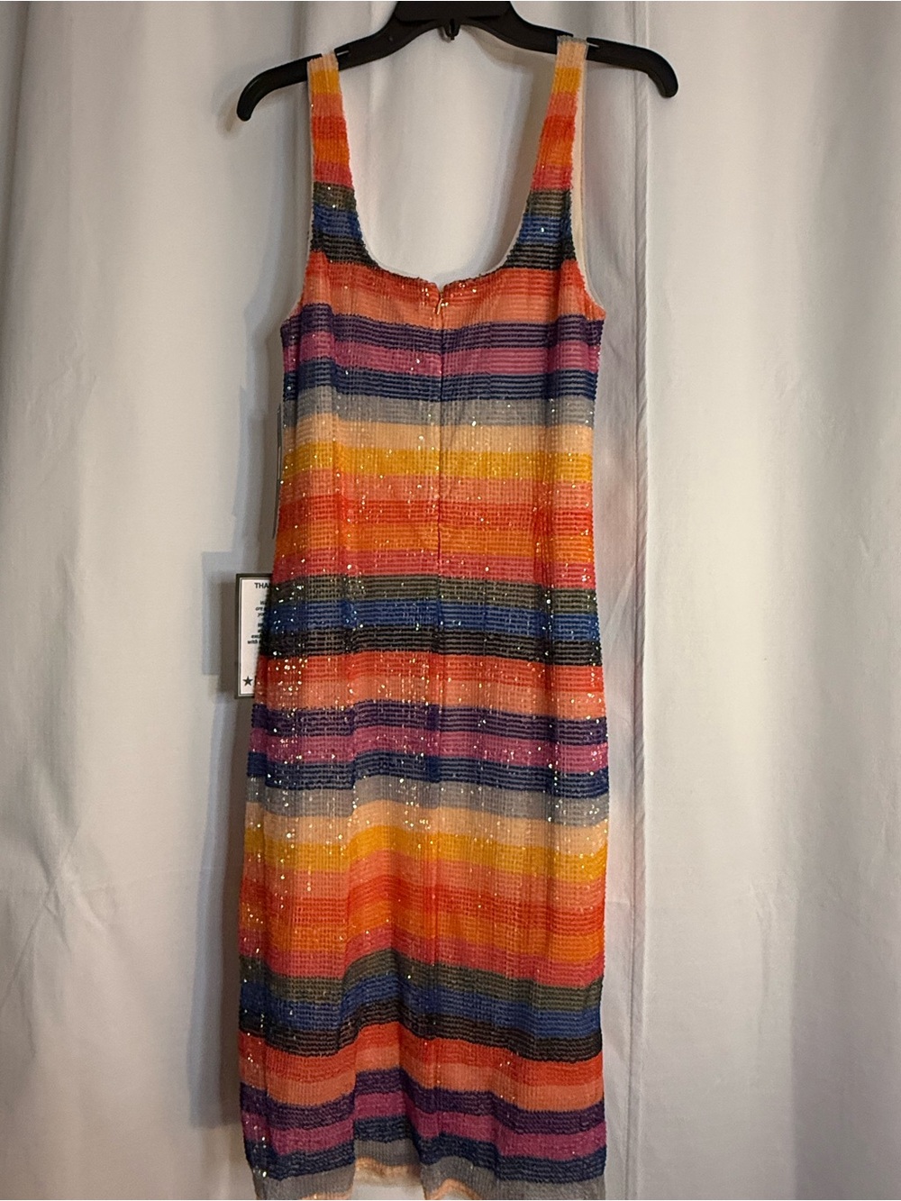 RACHEL Rachel Roy Multicolor Striped Sequin Midi Dress